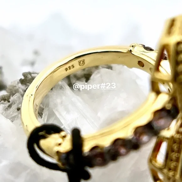 NWT Judith Ripka 14K Gold Clad Casablanca Ruby & Rhodolite Bypass Ring - size 6 - Picture 7 of 12